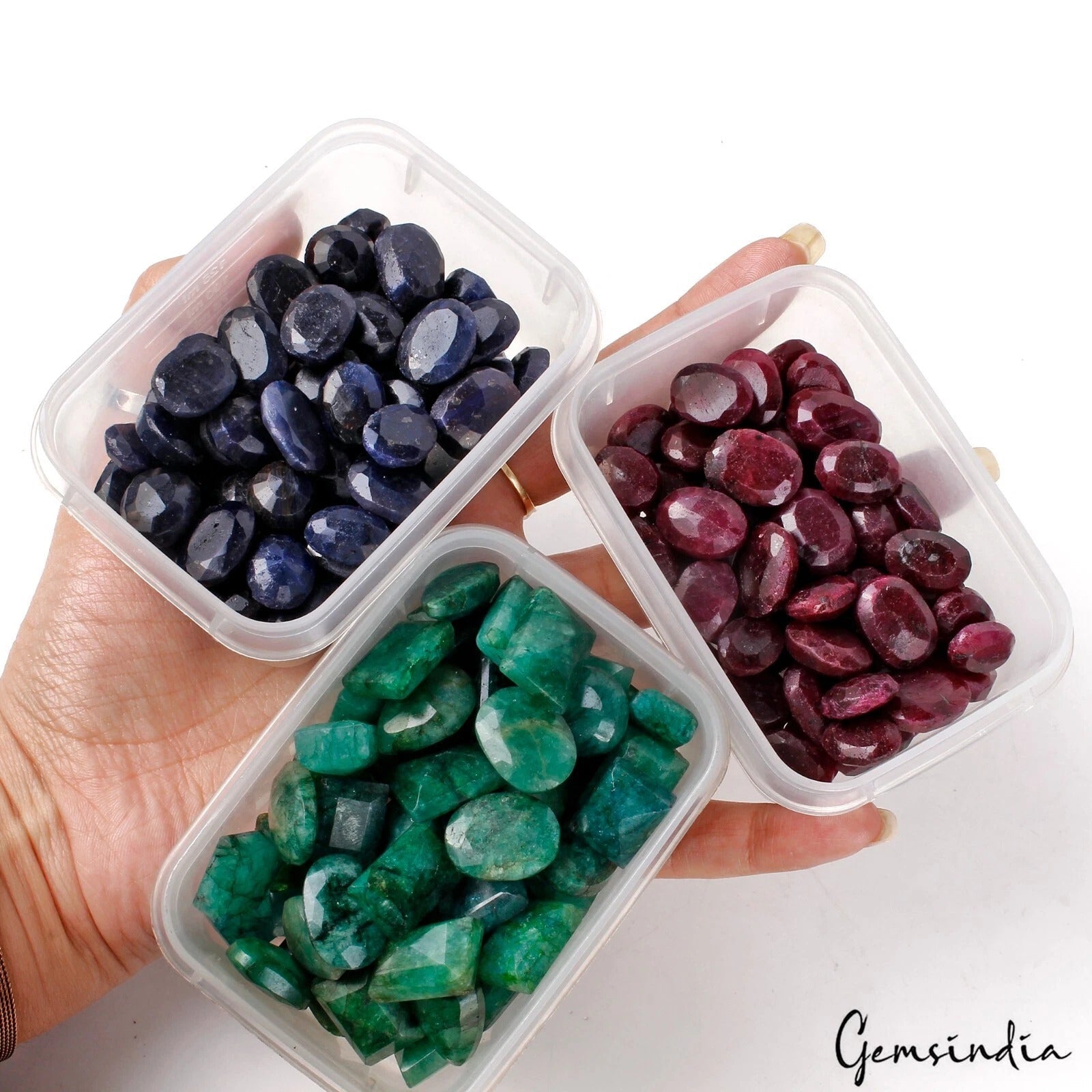 3000 Ct/204 Pcs Natural Ruby Emerald Sapphire Mix Cut Wholesale Gemstones Lot