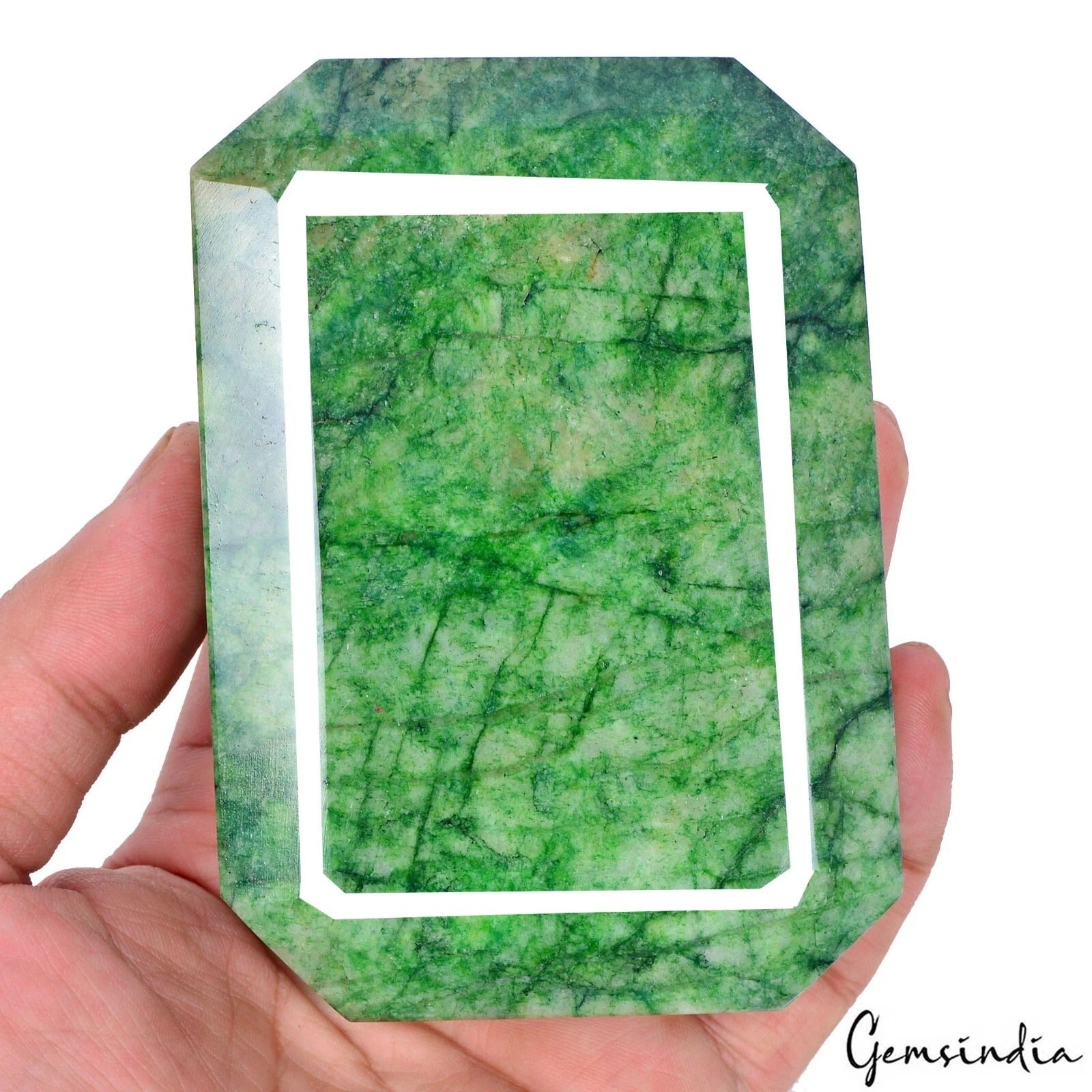 Brazilian Emerald Loose Gemstone, Color Enhanced, Green — 105x74x46mm, 3730 Ct, Brazil