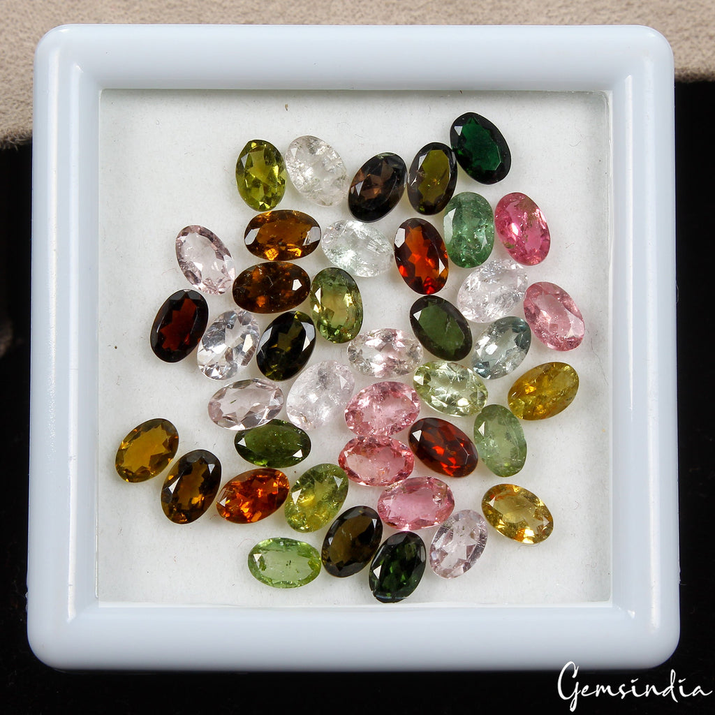 16.60 Ct/40 Pcs Natural Untreated Multi Color Tourmaline Oval Calibrated Gem Lot
