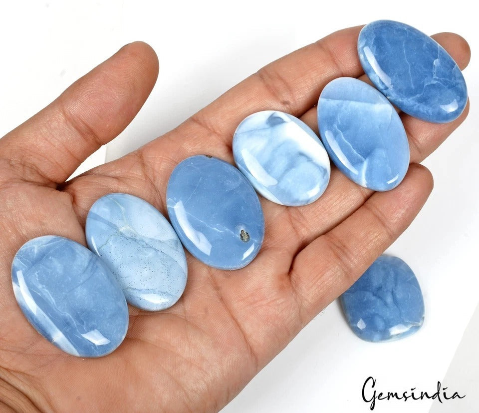 330 Cts/7 Pcs Natural Untreated Australia Blue Opal Cab Loose Gems For Jewelry