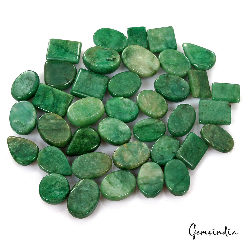 500 Ct/38 Pcs Natural Brazilian Green Emerald Mix Cab Loose Gems Lot For Jewelry