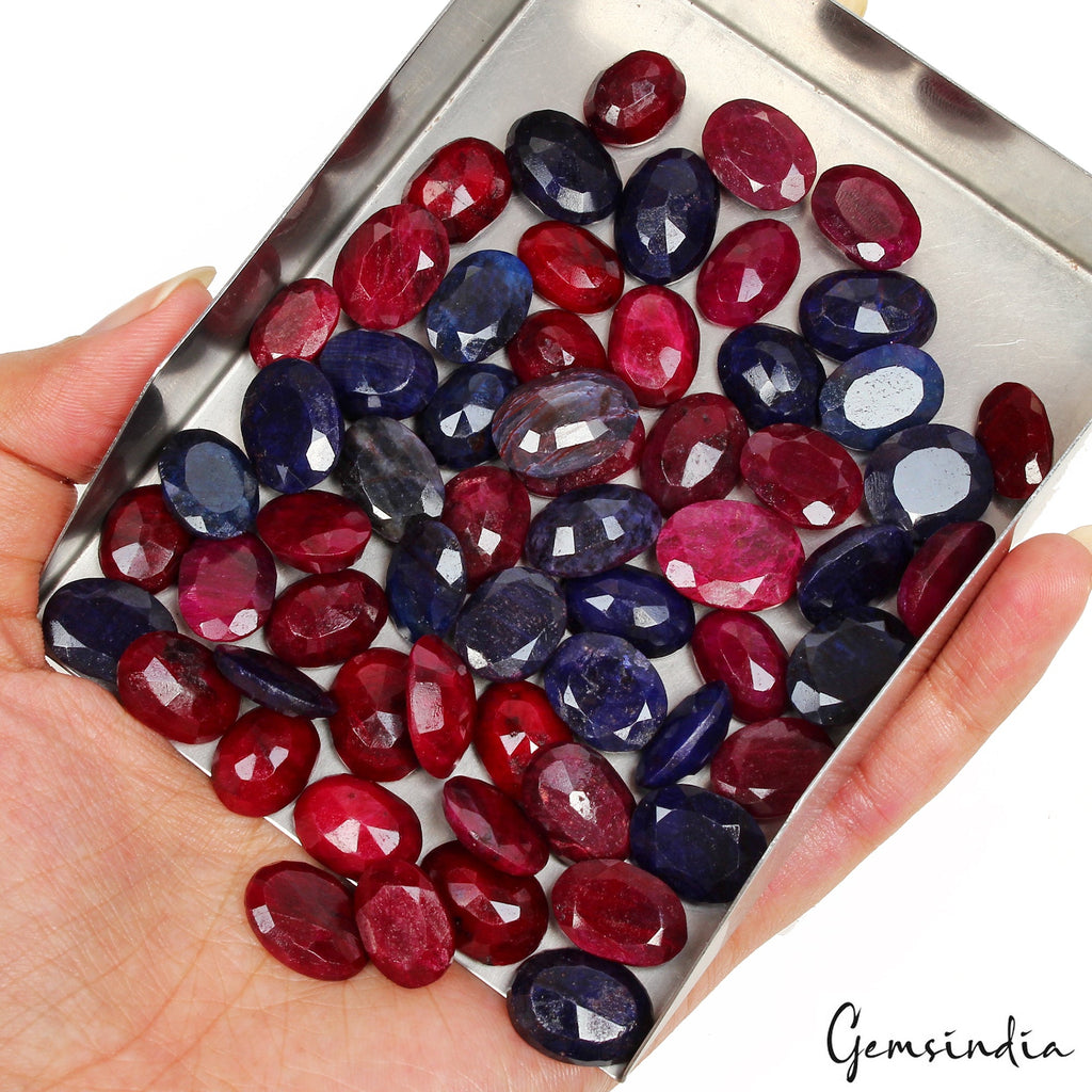 650 Ct Natural Ruby Sapphire Oval Cut Loose 12mm-17mm jewelry Gemstones / 60 Pcs