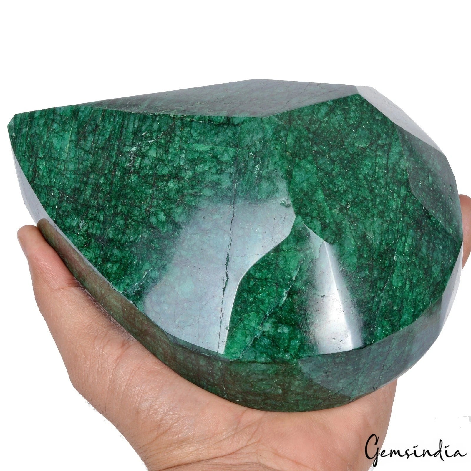 Emerald Loose Gemstone, Color Enhanced, Green — 7x5.5x3 Inch, 11700 Ct (2.34 Kg), Brazil