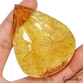 540 Ct Natural Yellow Fluorite Beautiful Floral Carving Loose Untreated Gemstone