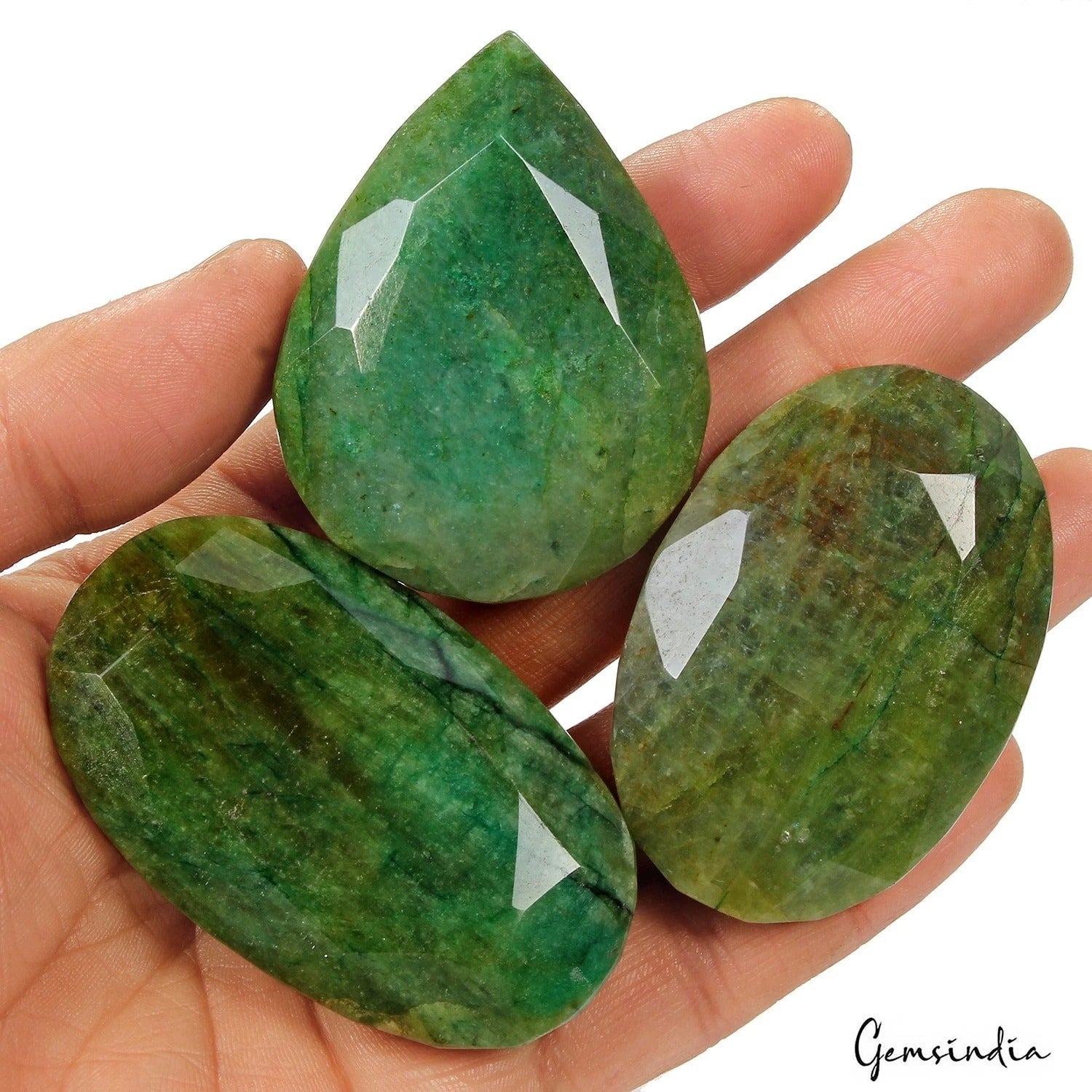 1160 Ct Earth Mined Emerald Huge Size Mix Faceted 100% Natural Gemstone Lot 3 Pc