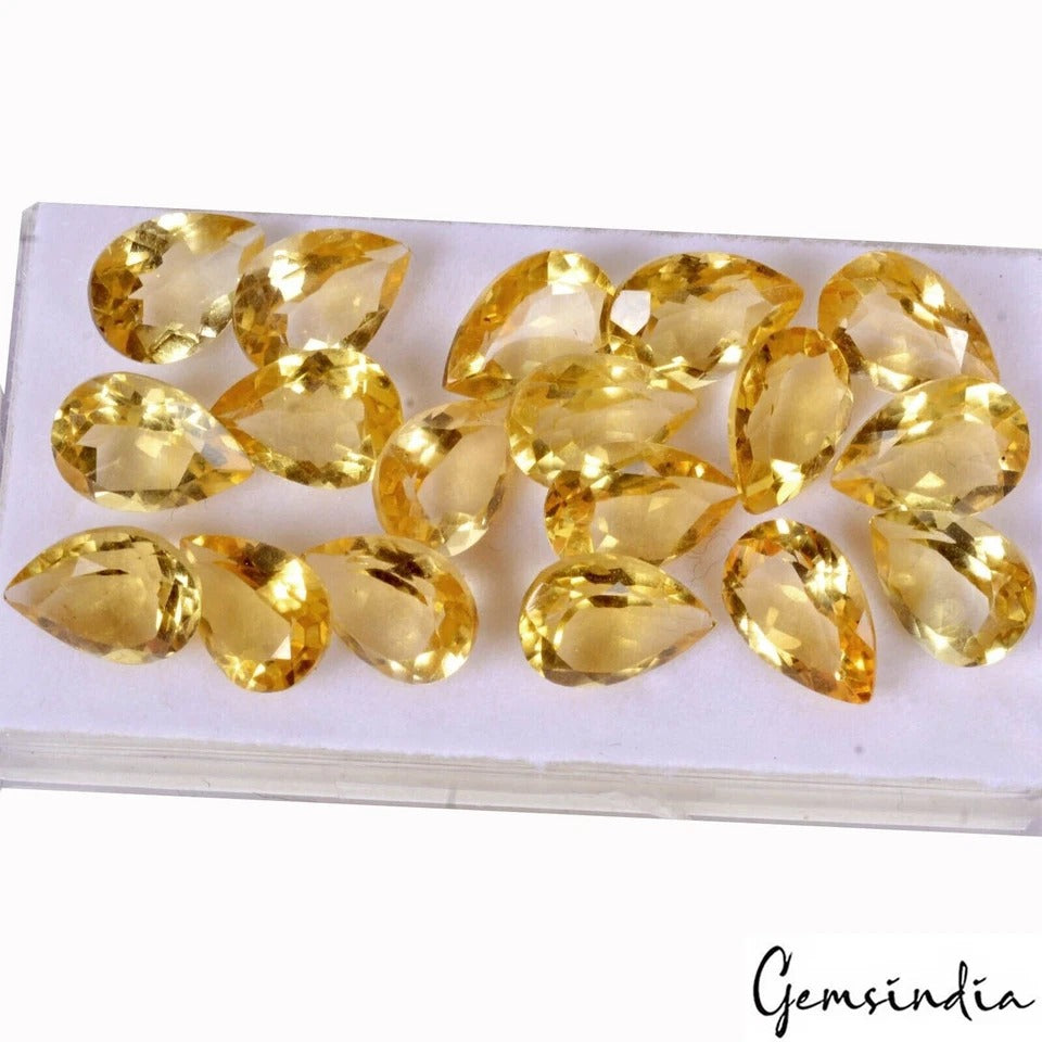 VVS 18Pcs Natural Citrine 10x7mm Pear Cut Top Quality Loose Untreated Gemstones