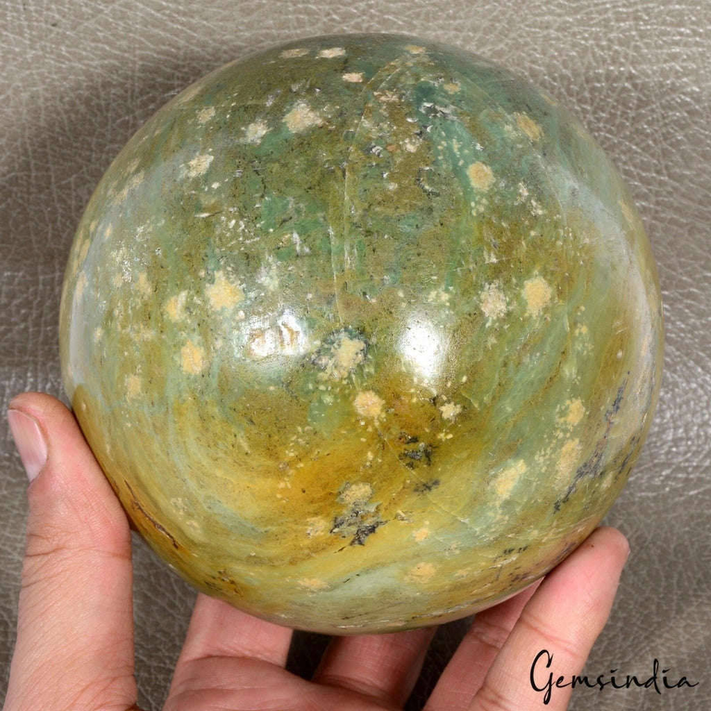 2.3Kg Natural Green Serpentine Crystal Healing Metaphysical Huge Gem Sphere 4.7"