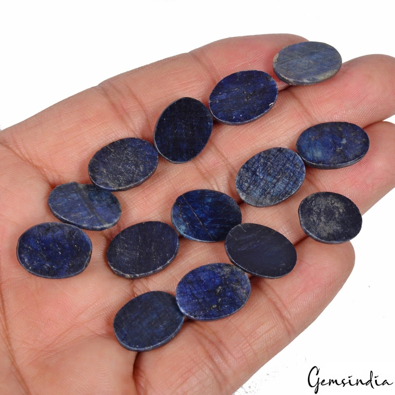14 Pcs Natural Blue Sapphire Oval Checker Cut Loose Calibrated 15x11mm Gemstones