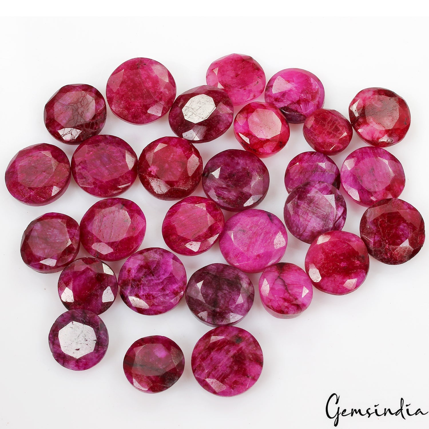 350 Ct Natural Utah Red Beryl/Bixbite Round Faceted Loose Gemstone Lot~28 Pcs