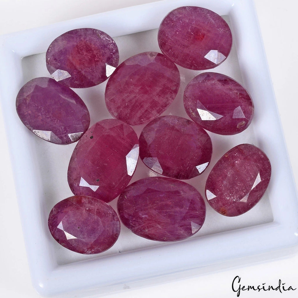 97.30 Ct /10 Pcs ~Mozambique Red Ruby Oval Cut Loose Ring Size Gemstones 13-16mm