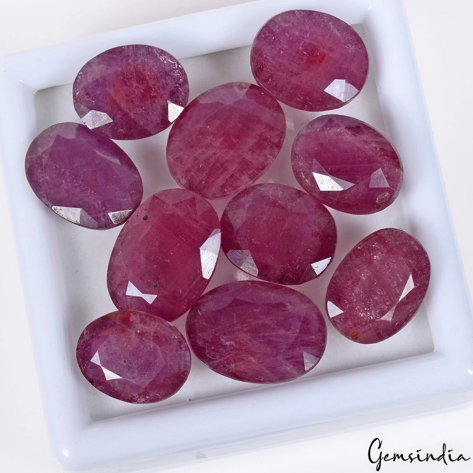 97.30 Ct /10 Pcs ~Mozambique Red Ruby Oval Cut Loose Ring Size Gemstones 13-16mm