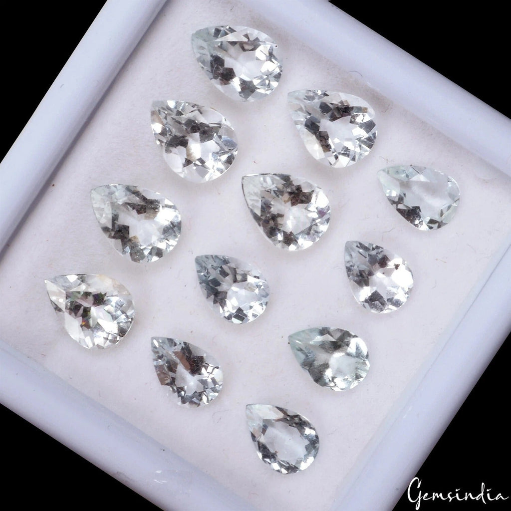8.90 Ct Natural Untreated Blue Aquamarine Pear Cut Faceted Loose Gems Lot 12 Pc