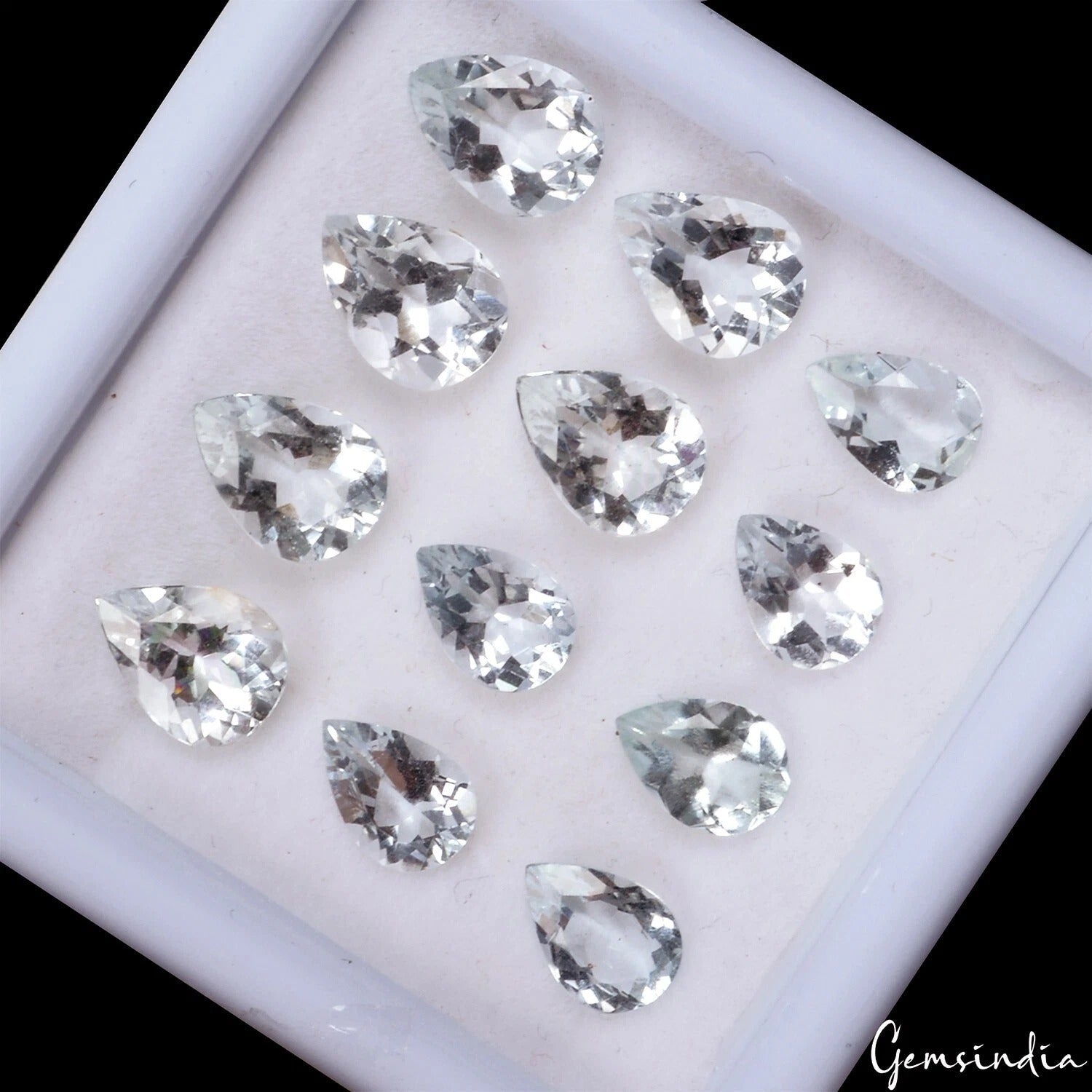 8.90 Ct Natural Untreated Blue Aquamarine Pear Cut Faceted Loose Gems Lot 12 Pc