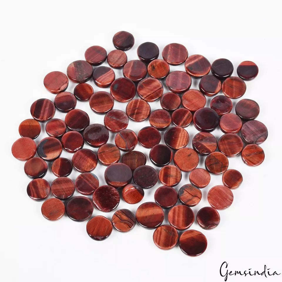 450 Ct/76 Pcs Natural Red Tiger Eye Untreated Round Cab Loose Gems For Jewelry