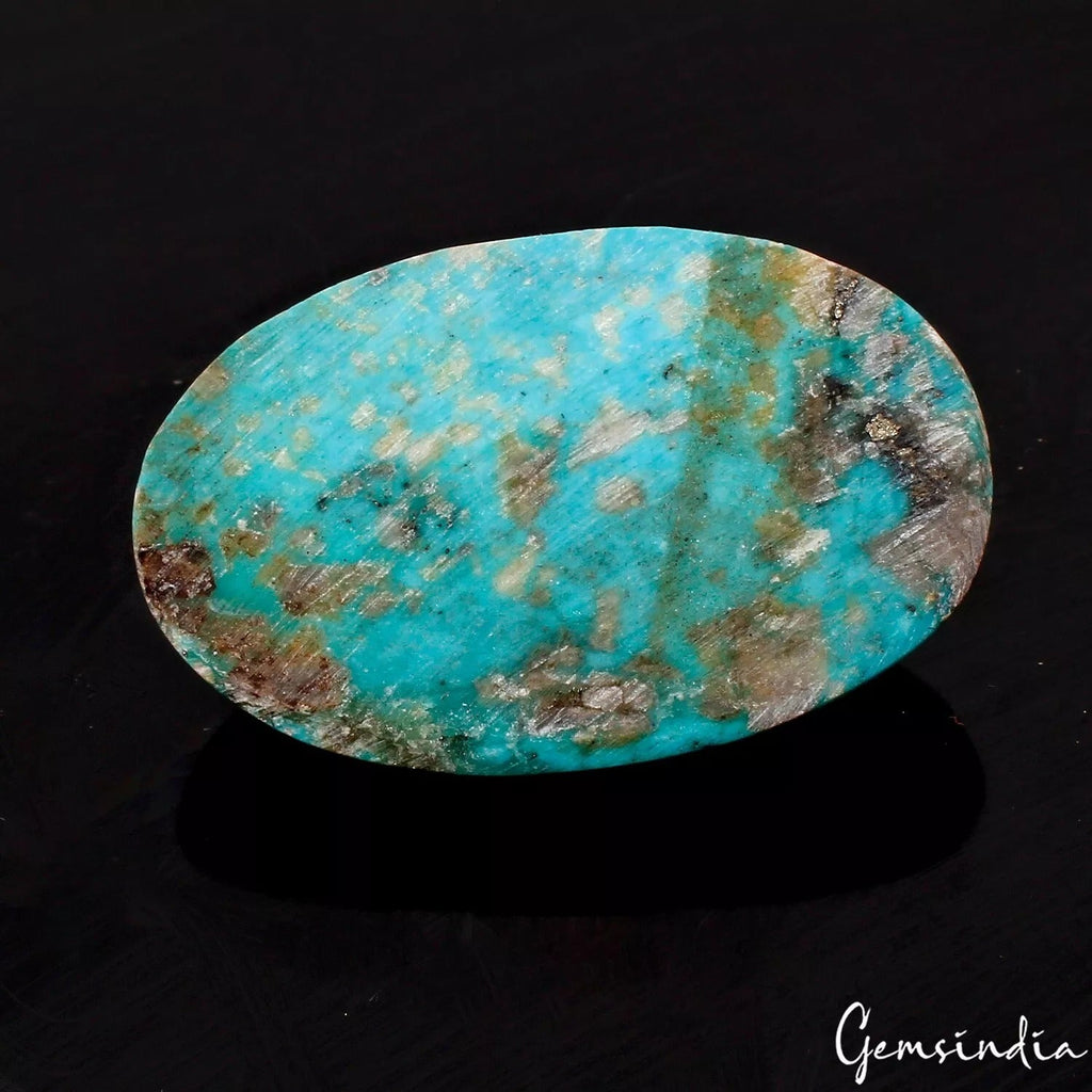 60.80 Cts Natural Untreated Blue Turquoise(Firoza)Oval Cab Rare Gem For Pendant