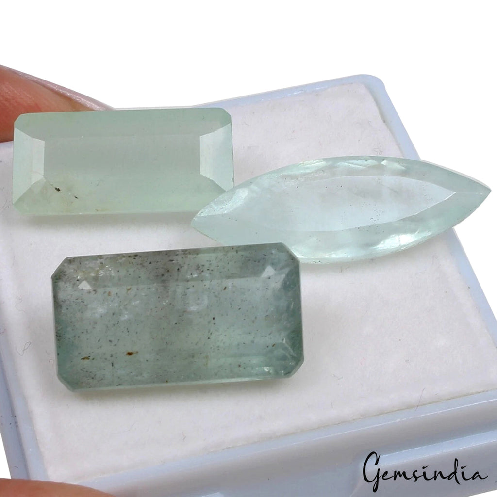 Certified 27.50 Cts Natural Untreated Green Aquamarine Mix Cut Gemstone, Brazil