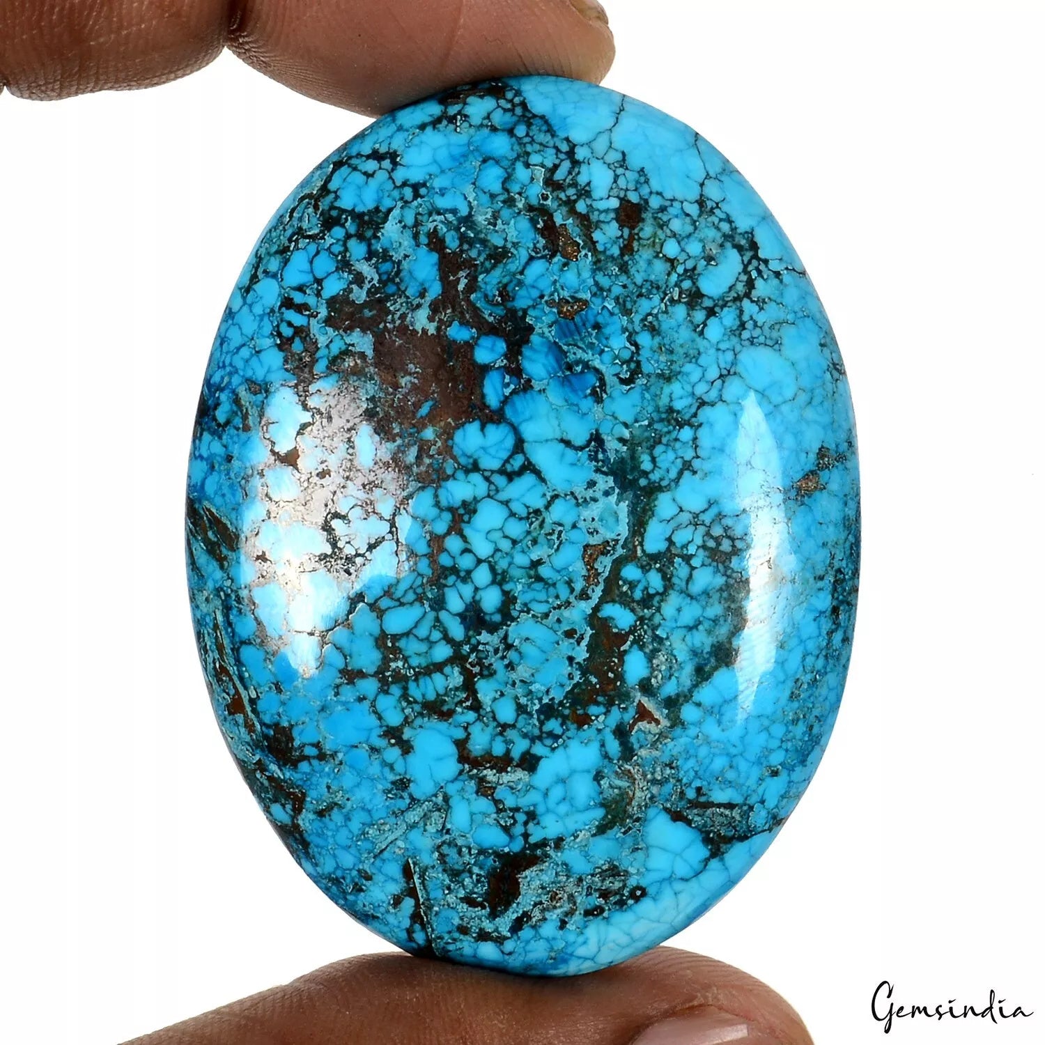 Turquoise Cabochon, Blue — 58x43x7mm, 158.20 Ct