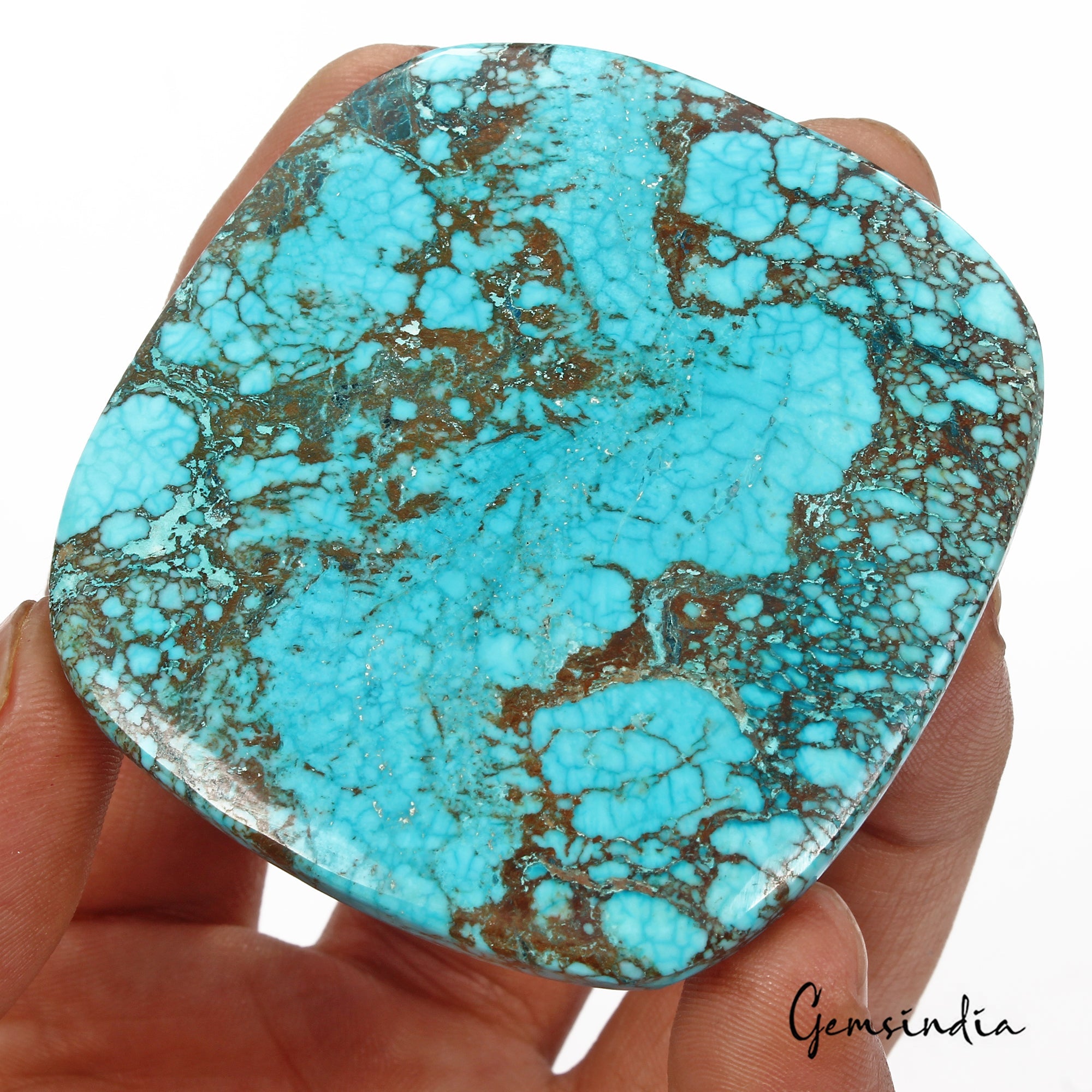 250 Cts Natural Blue Arizona USA Spiderweb Turquoise Cushion Cab Gem For Pendant