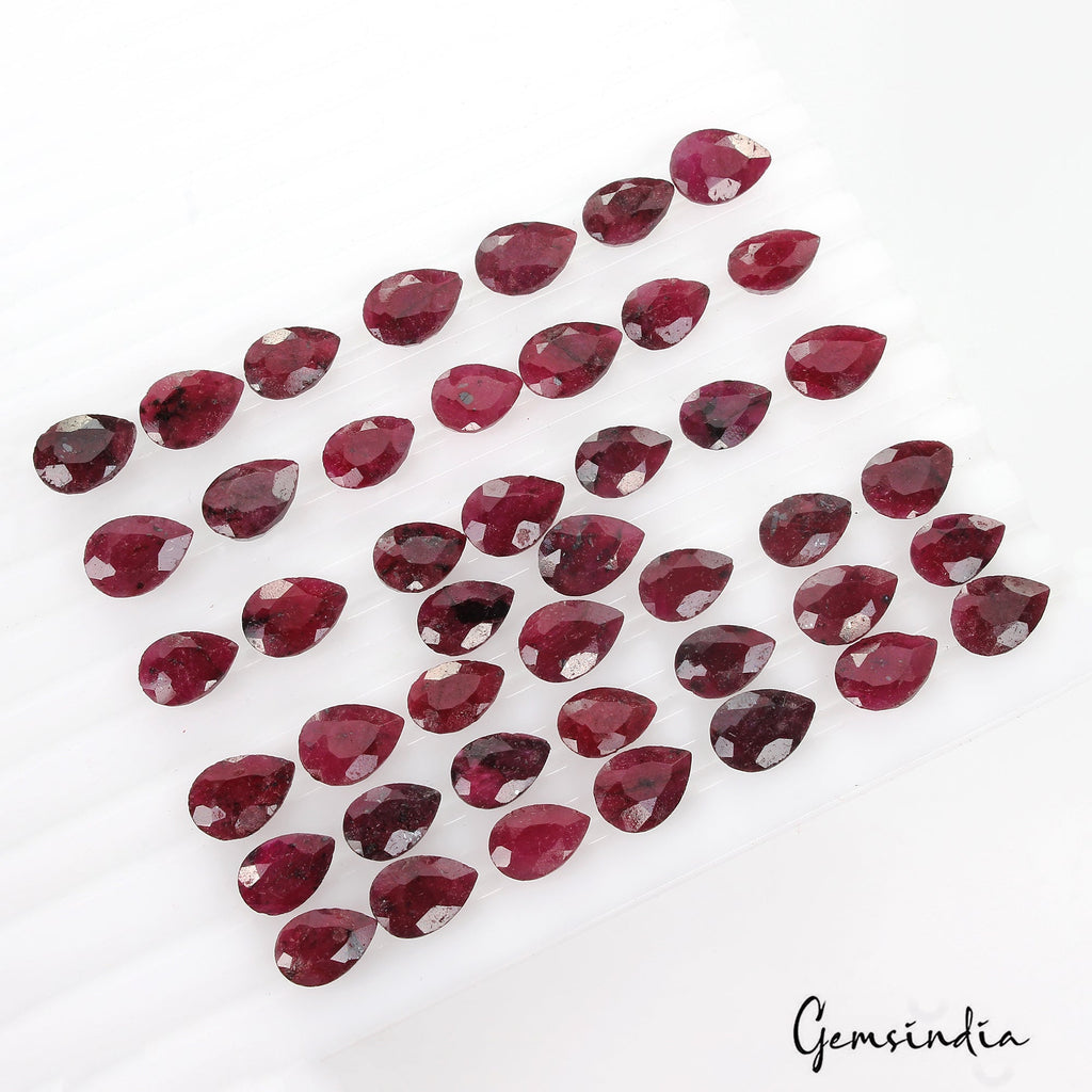 250.00 Ct Natural Red Ruby Pear Cut Loose Wholesale Gems Lot 44 Pcs For Jewelry
