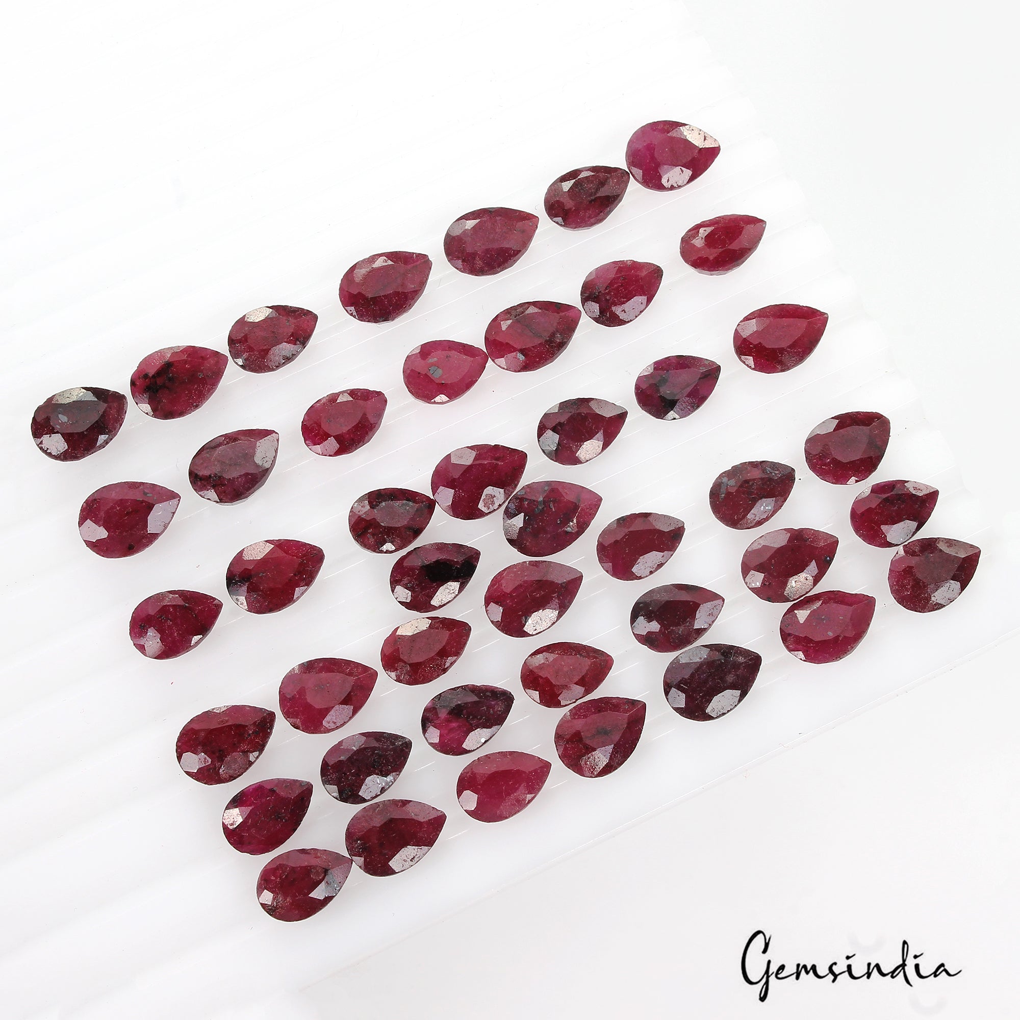 250.00 Ct Natural Red Ruby Pear Cut Loose Wholesale Gems Lot 44 Pcs For Jewelry