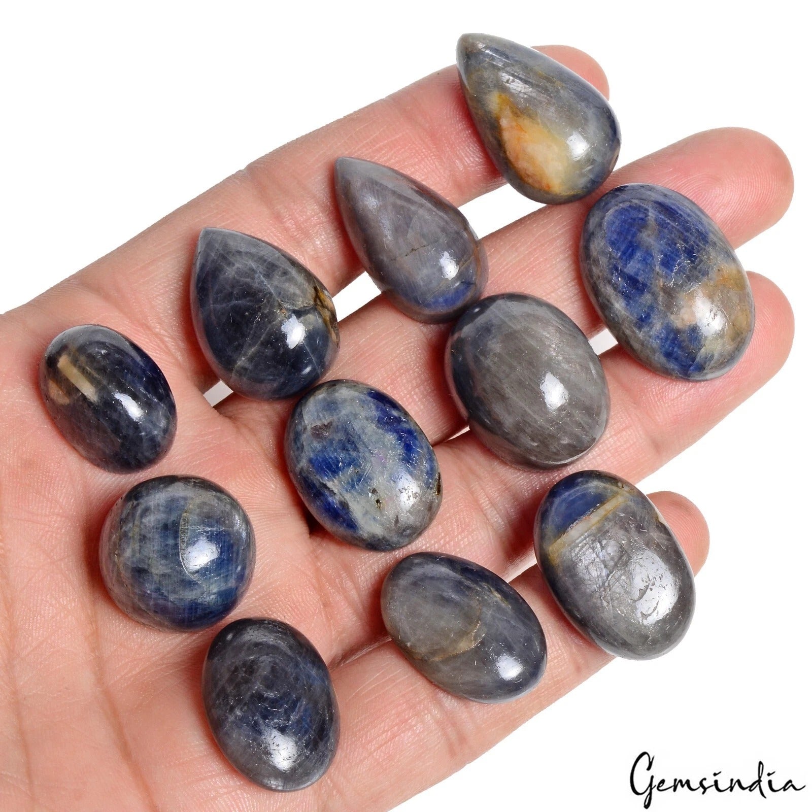 500Ct/11 Pc Unheated Natural Sapphire 19-27mm Loose Cabochon Certified Gemstones