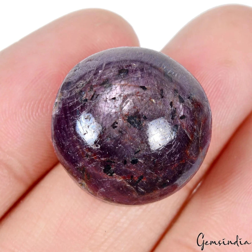 Ruby Cabochon, Oval Cabochon, Untreated — 21x20x14mm, 75.30 Ct