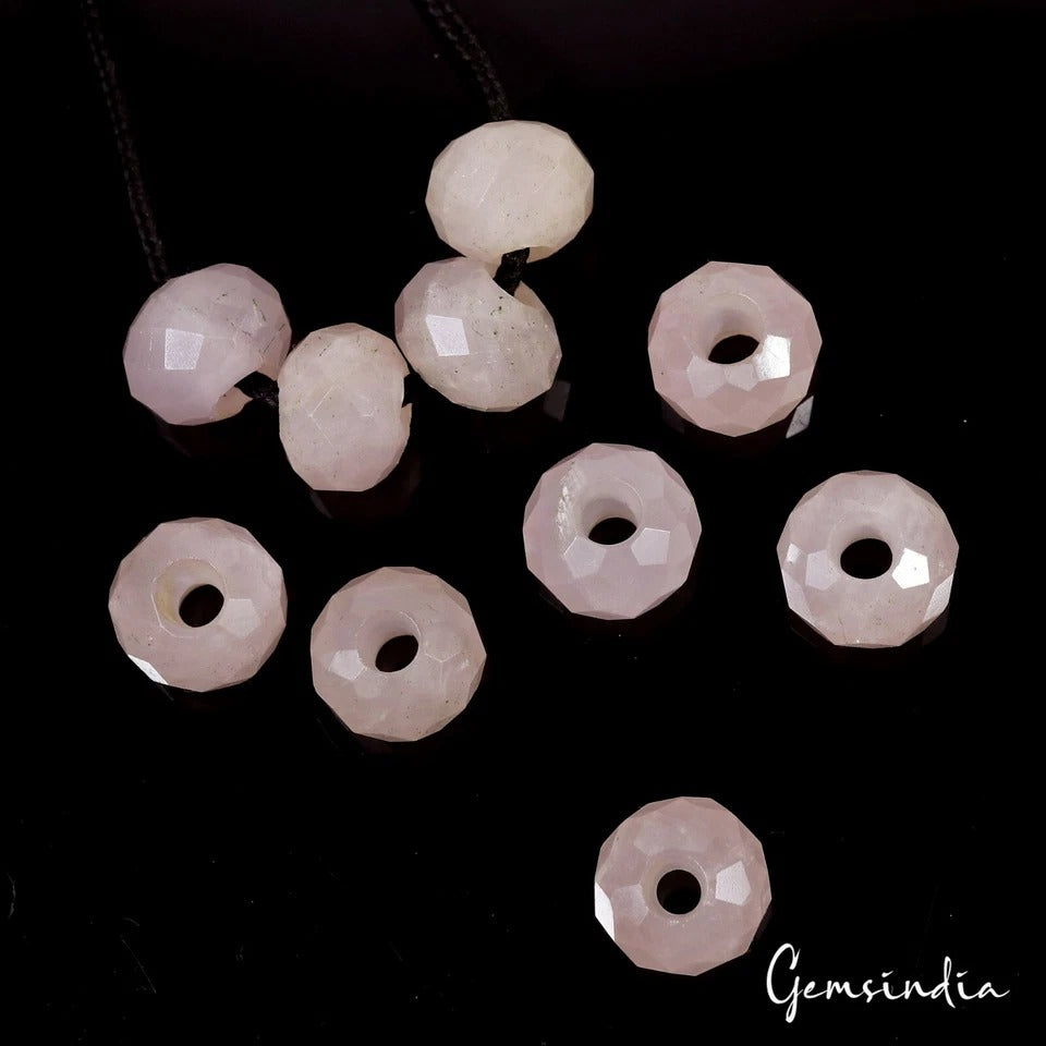 168 Ct Rose Quartz Gem 15mm Size Checker Cut Round Beads For DIY Making Jewelry