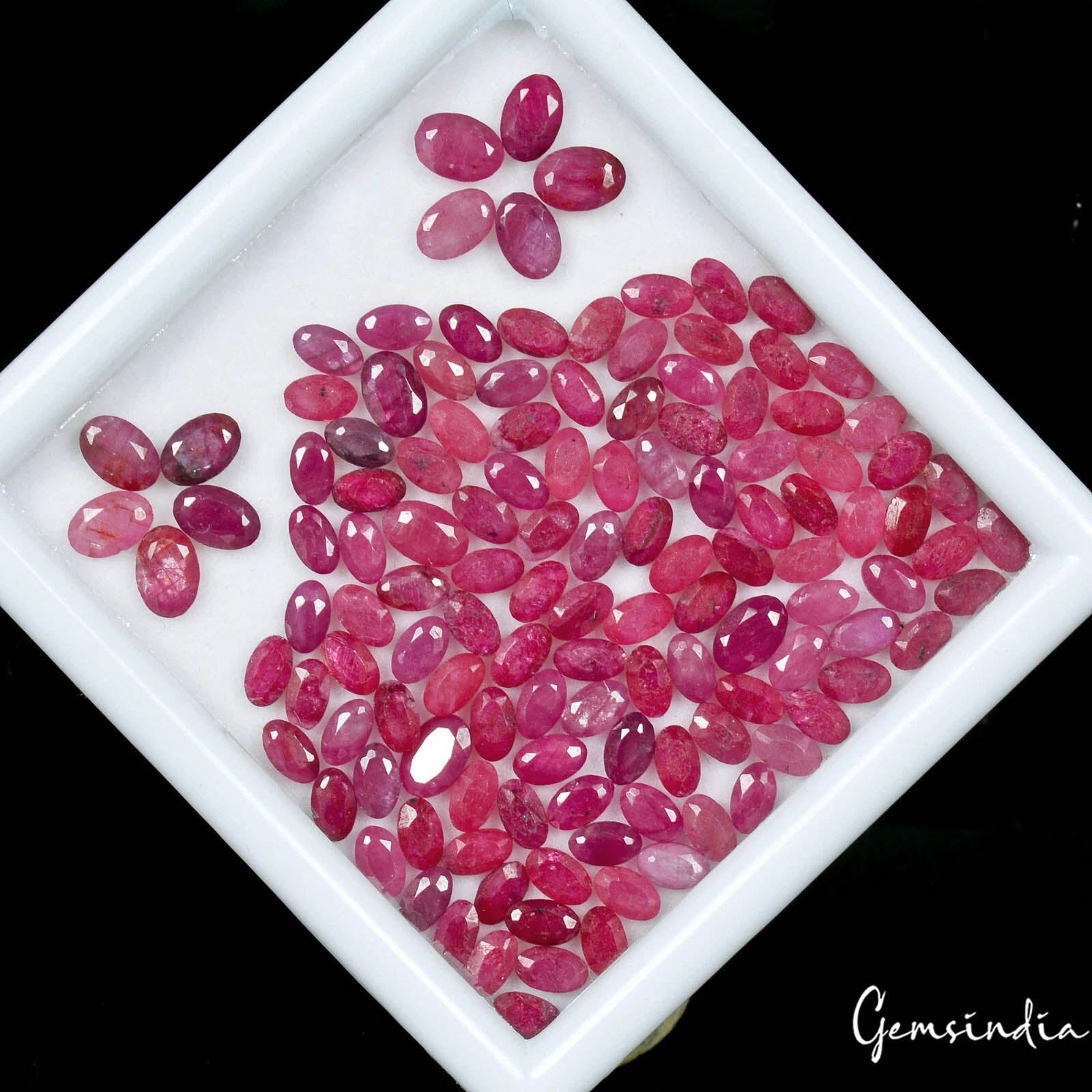Ruby Lot, Loose Gemstone, Pink Red — 125 Pieces, 5mm to 6mm, 50 Ct, Madagascar