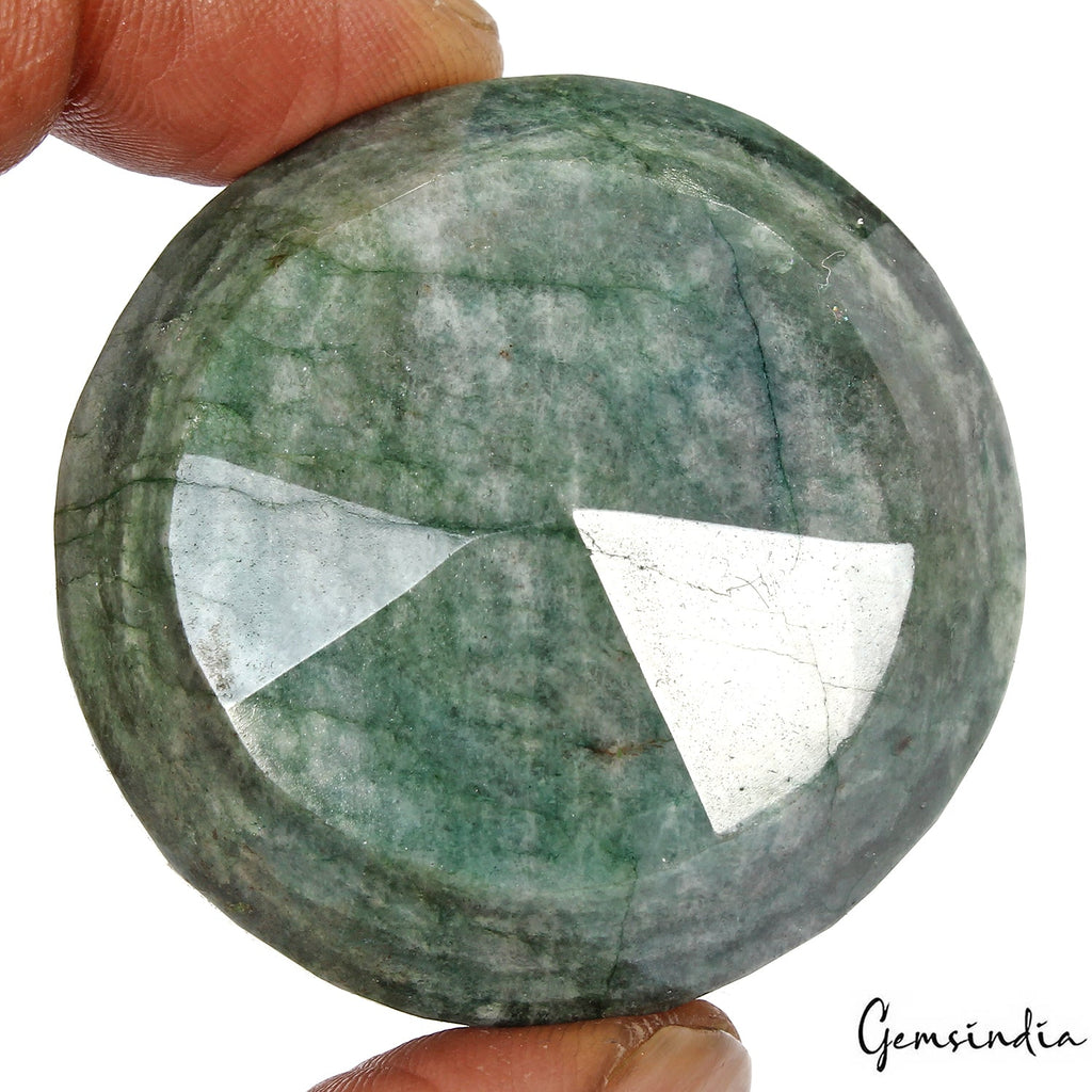 Certified 420 Cts Natural Brazilian Green Emerald Uneven Round Faceted Cut Gem