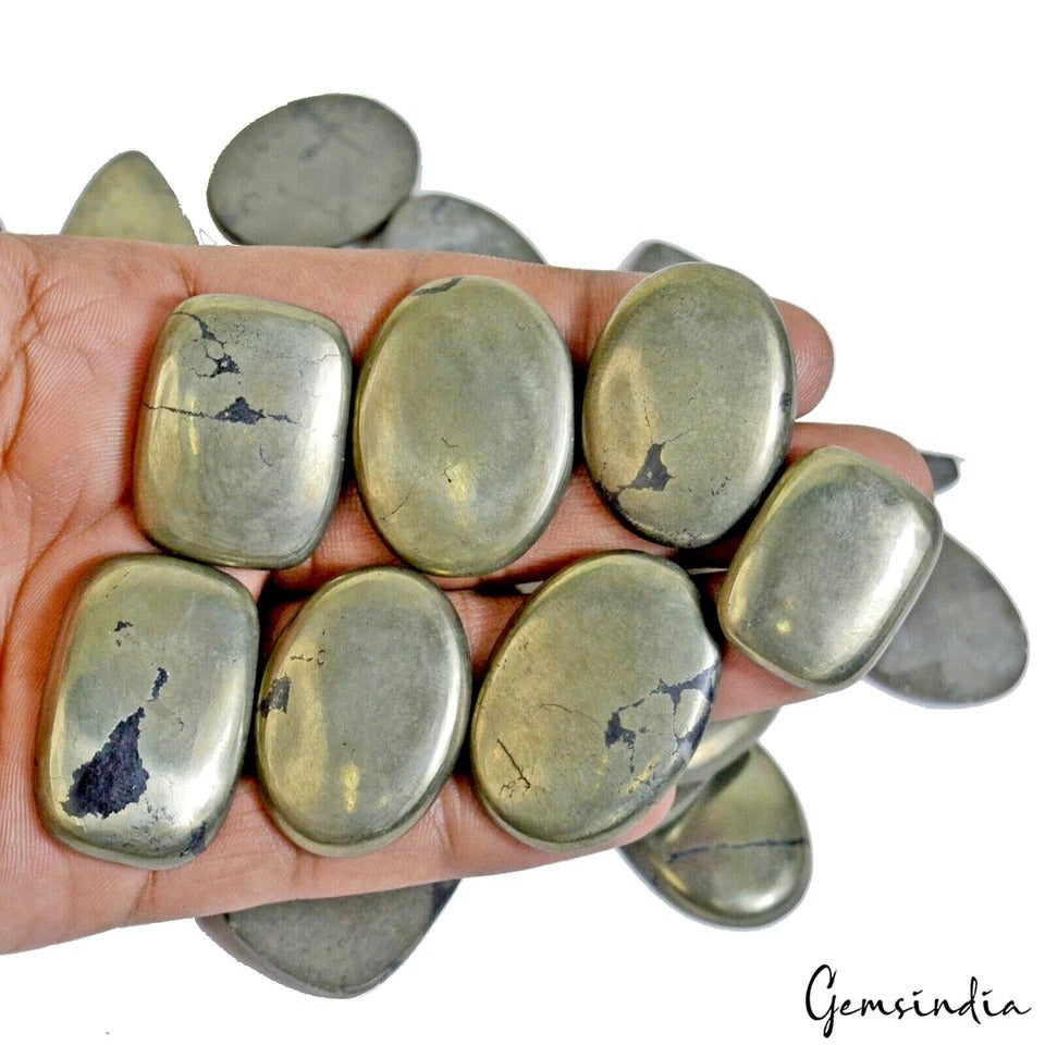 Pyrite Cabochon, Untreated, Gold — 26mm To 30mm, 1820 Ct