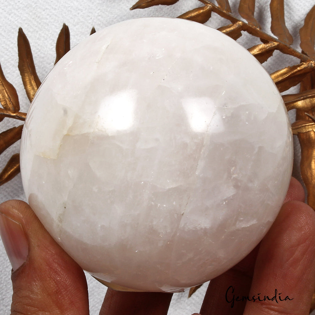 2250 Ct Natural Pink Rose Quartz Healing Crystal Mineral Sphere Gems With Stand