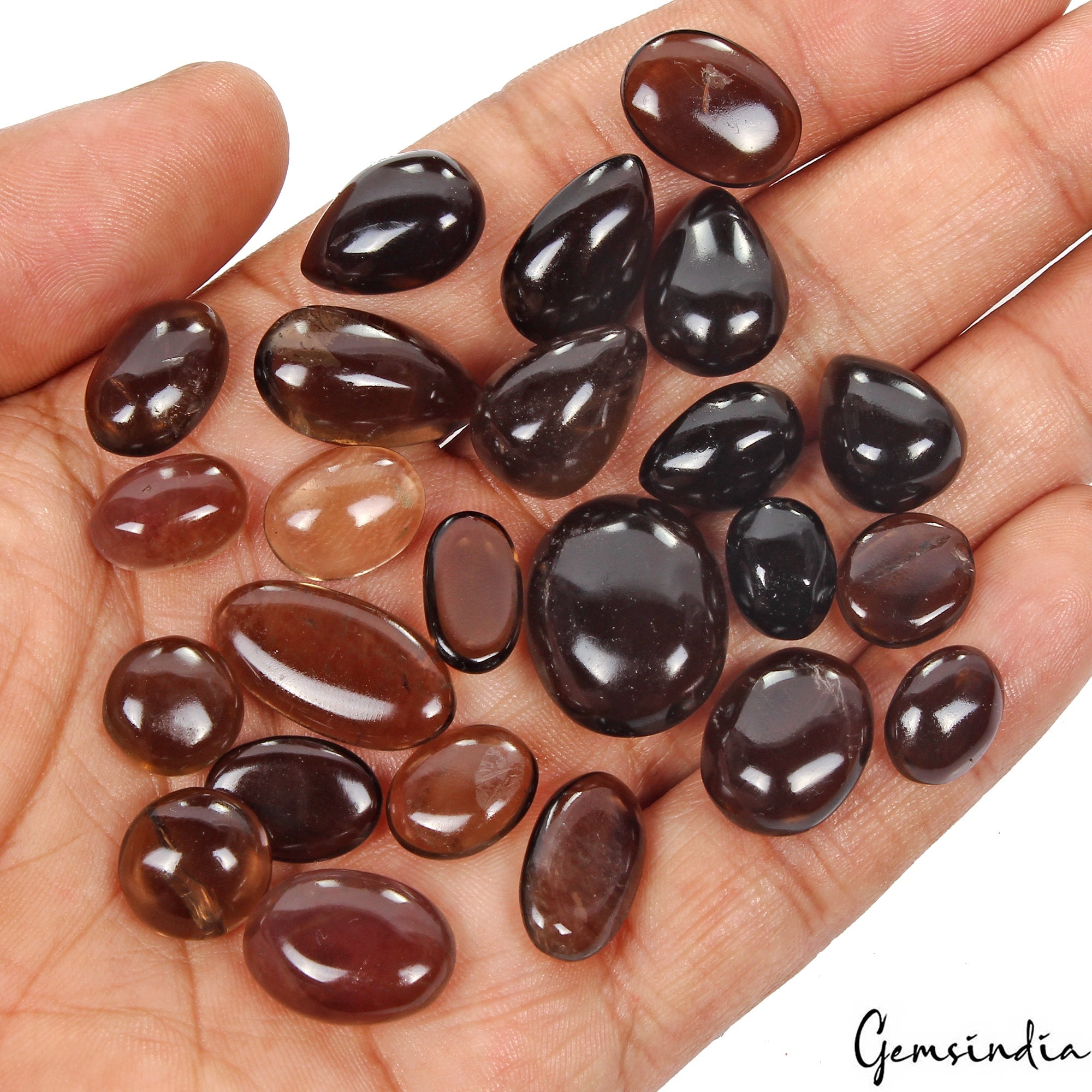 200 Cts Natural Brown Smoky Quartz Mix Cabochon Loose Untreated Gemstones~24 Pcs