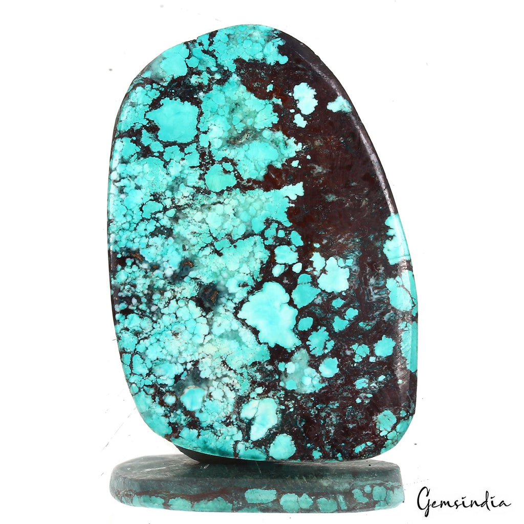 55.50 Ct Blue Spiderweb Turquoise Fancy Cab Arizona Loose Huge Gemstone From U.S