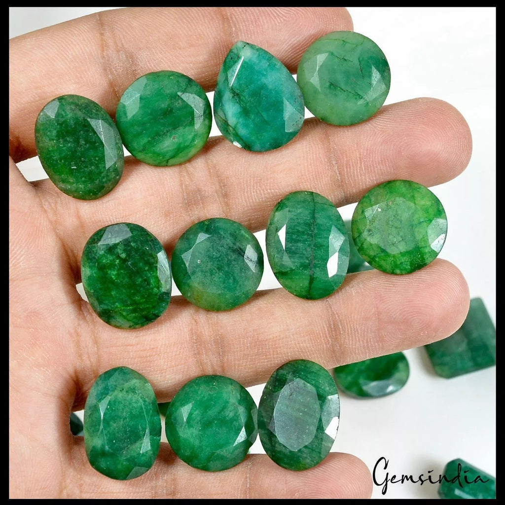 Natural Green Emerald 24 Pcs Lot 370 Ct Loose Gemstone Mixed Shape 13-20mm
