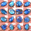 700 Ct Natural Blue Flash Labradorite Mix Shape Loose Cabochon Gemstones ~ 16 Pc