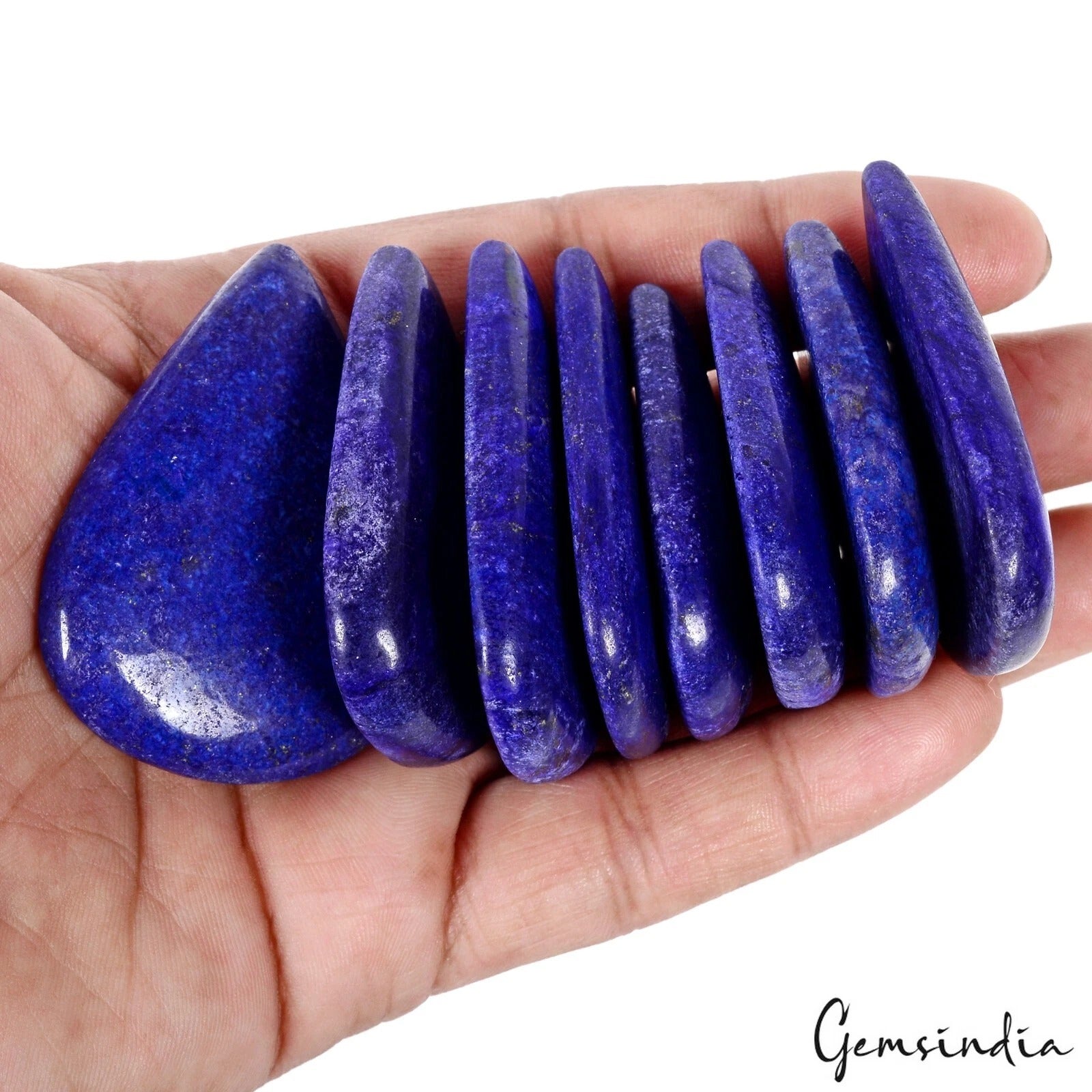 Lapis Lazuli Lot, Cabochon, Color Enhanced, Blue — 8 Pieces, 45mm to 53mm, 1040 Ct
