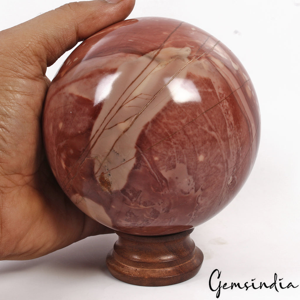 Red Jasper Sphere, Untreated — 4.2" in diameter, 1.818 Kg (9090 Ct), Madagascar