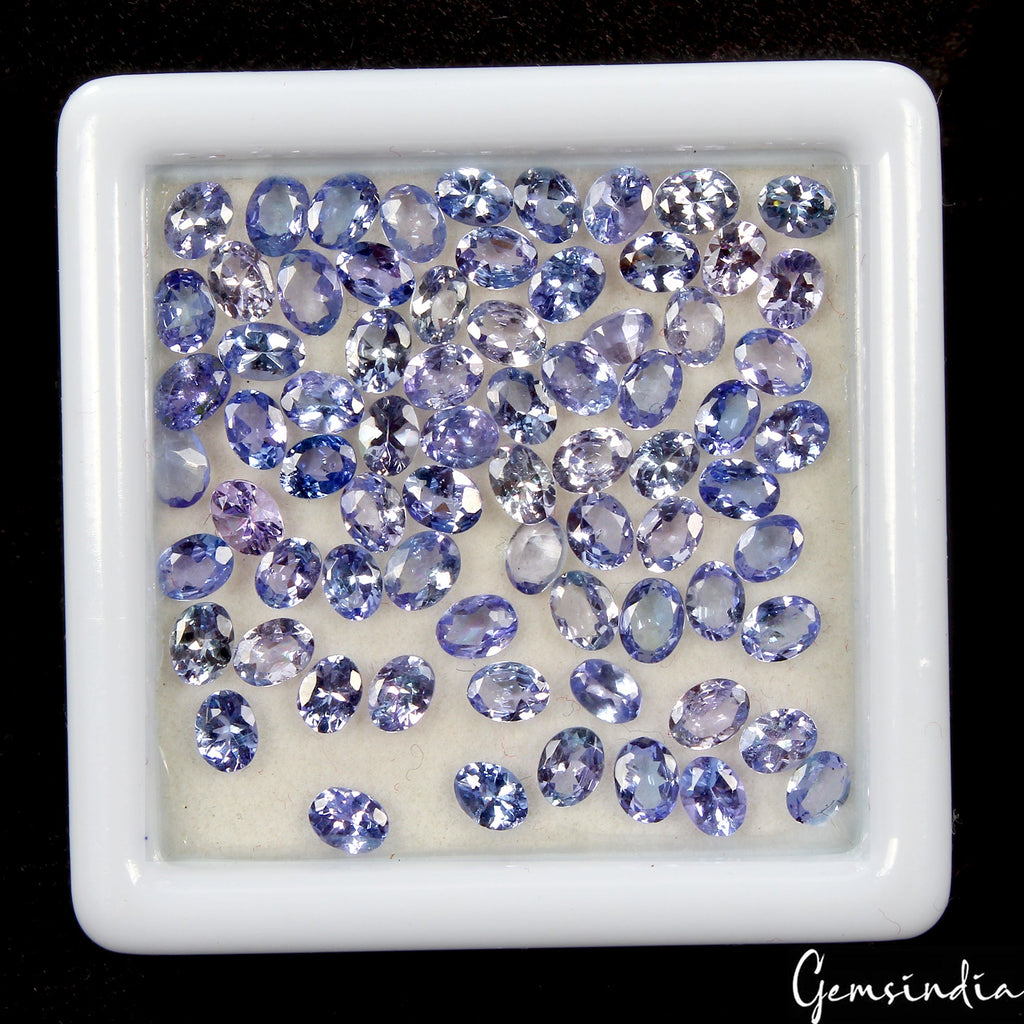 Oval Cut Natural Unheated Violet Blue Tanzanite 11.70ct 4x3mm 74pcs Lot Gemstone