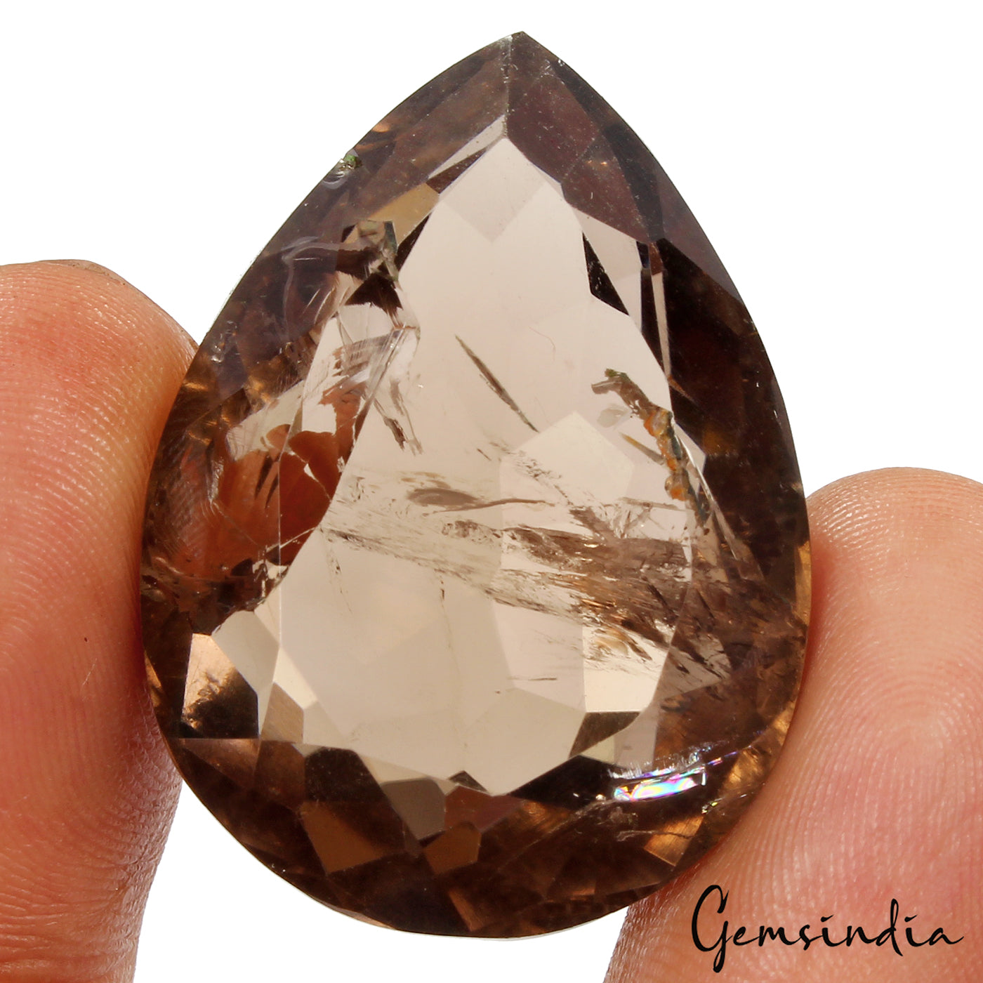 89.40 Ct Natural Untreated Smoky Crystal Quartz Pear Faceted Cut Loose Gemstone
