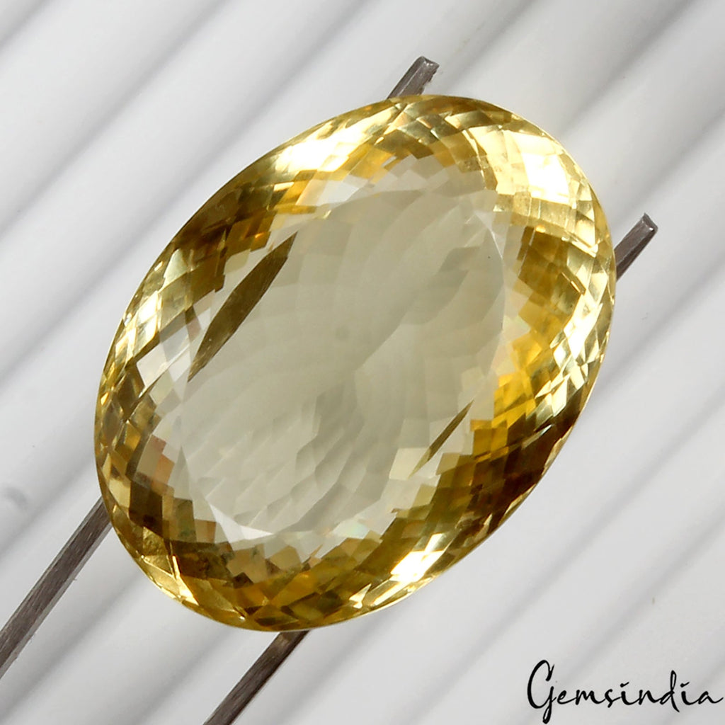 Eye Clean 75.00 Cts Natural Yellow Citrine Oval Cut Loose Unheated Certified Gem
