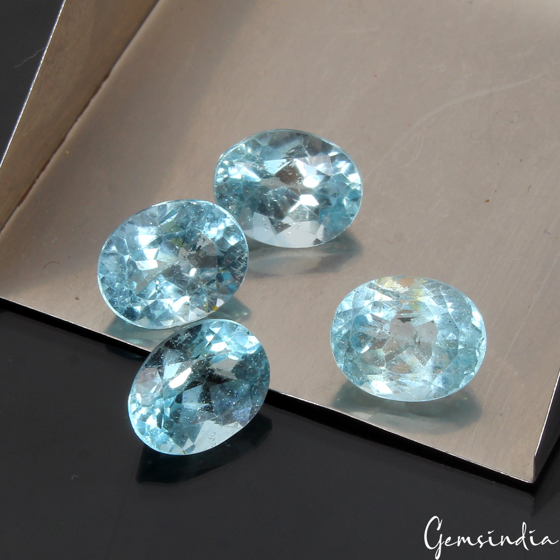 13.60 Ct Natural Swiss Blue Topaz Oval Cut Loose Unheated 9-10mm Gemstones~ 4 Pc