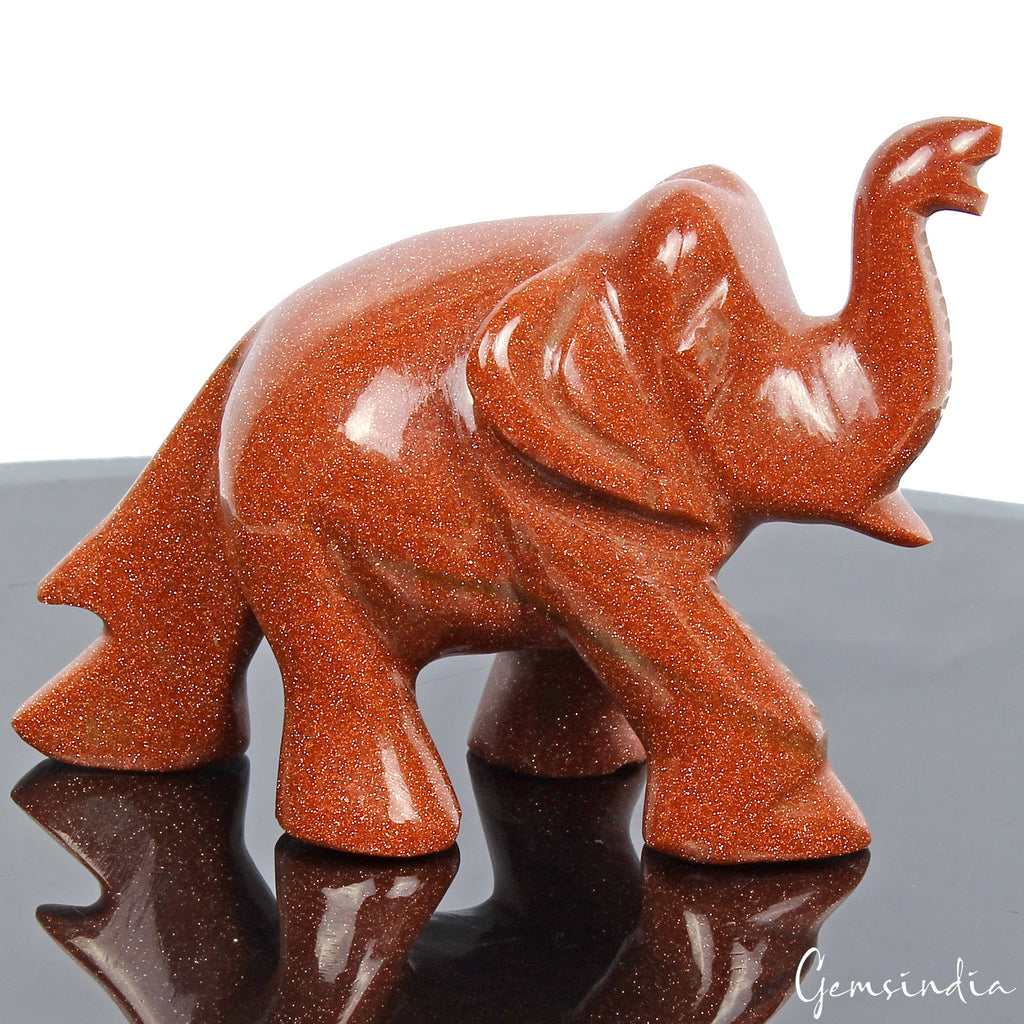 Natural Sunstone Trunk Up Elephant Statue 510 Cts Home Decor Artwork Sculpture
