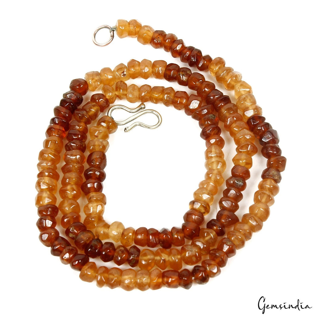 Hessonite Garnet Necklace, Untreated, Multi Color — 5mm, 141.10 Ct, Sri Lanka