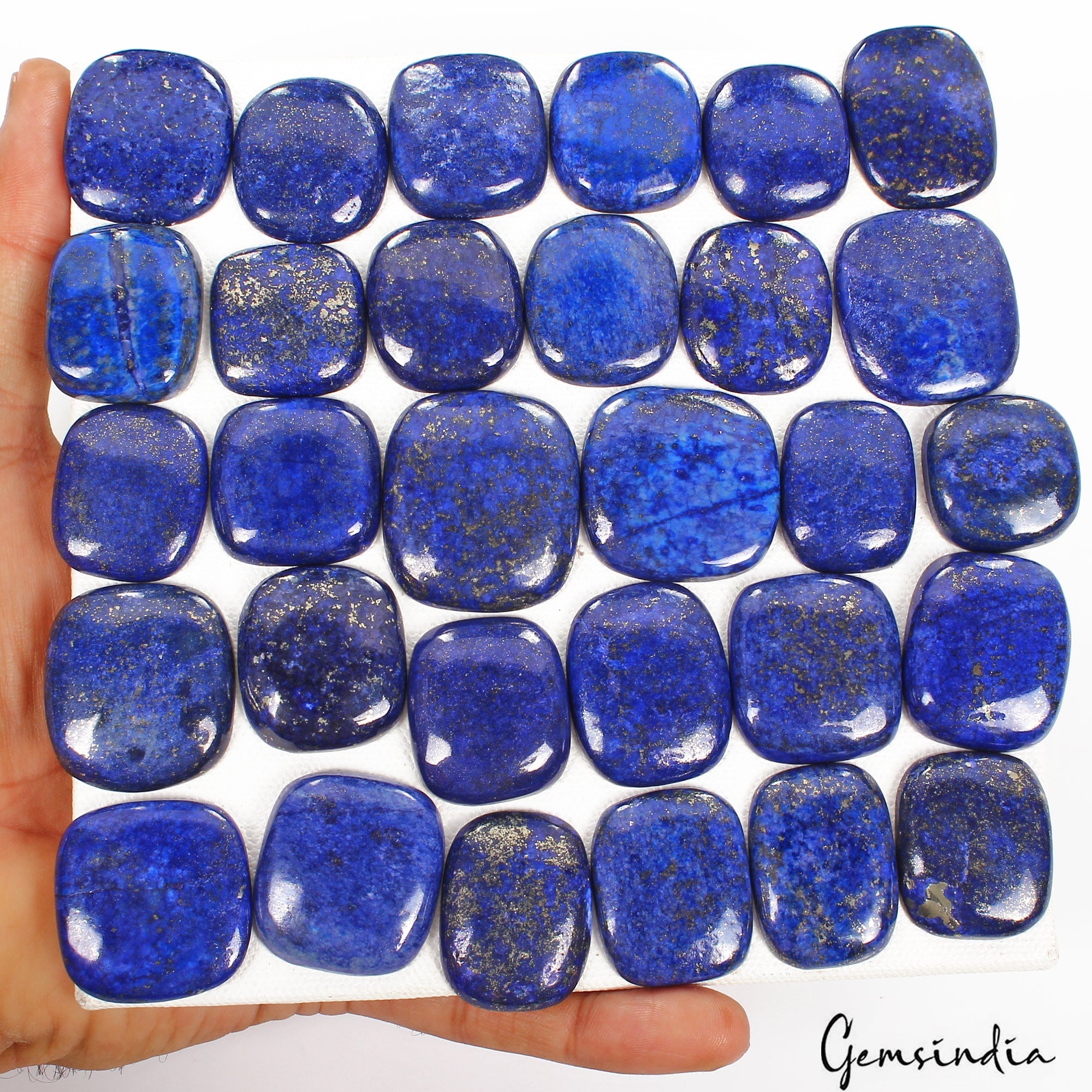 1500 Cts/30 Pcs Natural Royal Blue Lapis Lazuli Cushion Cab Loose Wholesale Gems