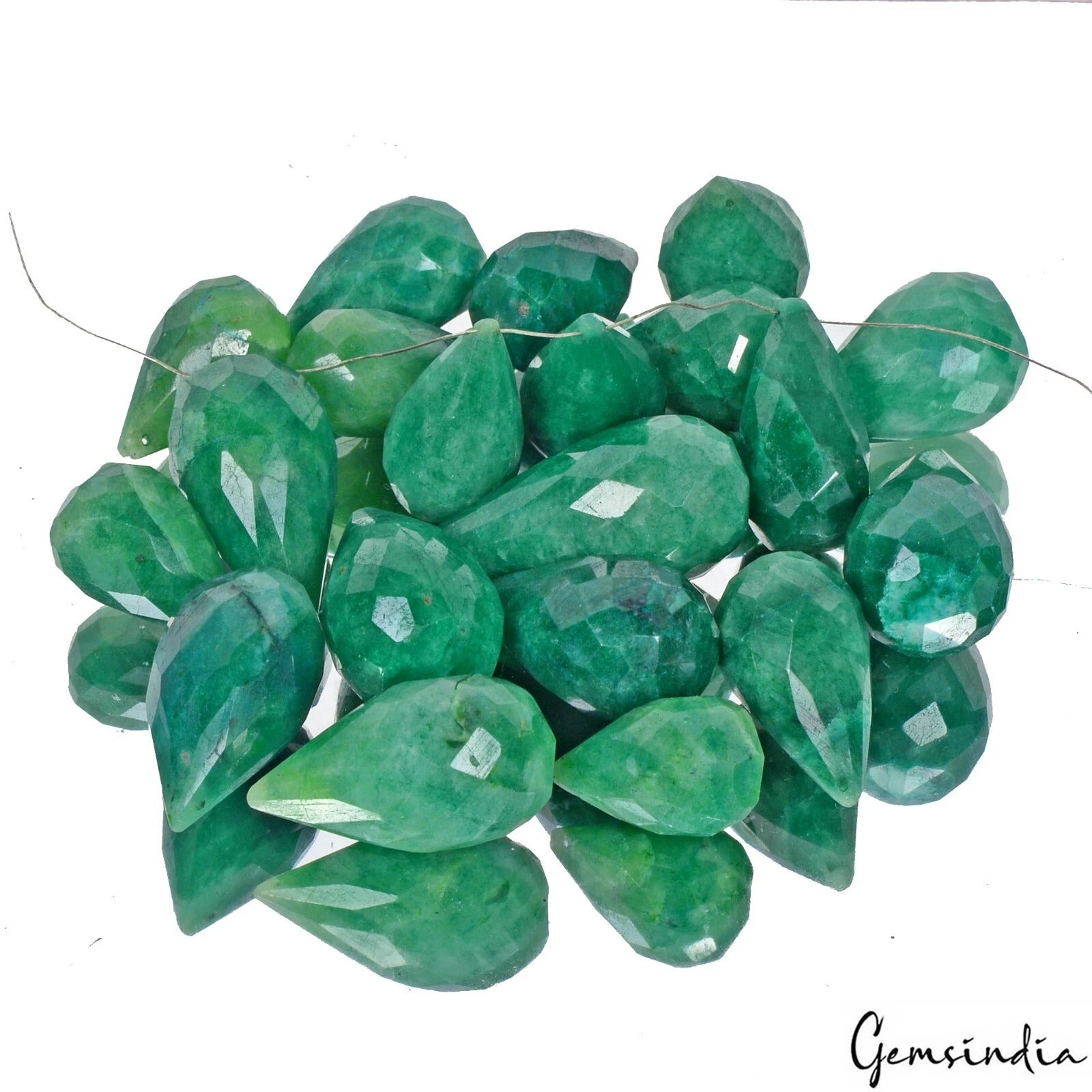 Certified 600 Ct/20 Pcs Natural Green Emerald Pear Cut Drill Briolettes Gems Lot
