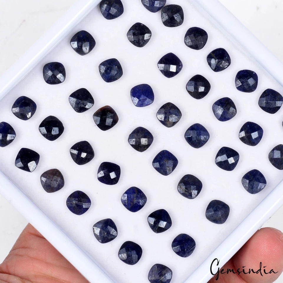 43 Pcs Natural Blue Sapphire Cushion Checker Cut Loose Calibrated  7mm Gemstones