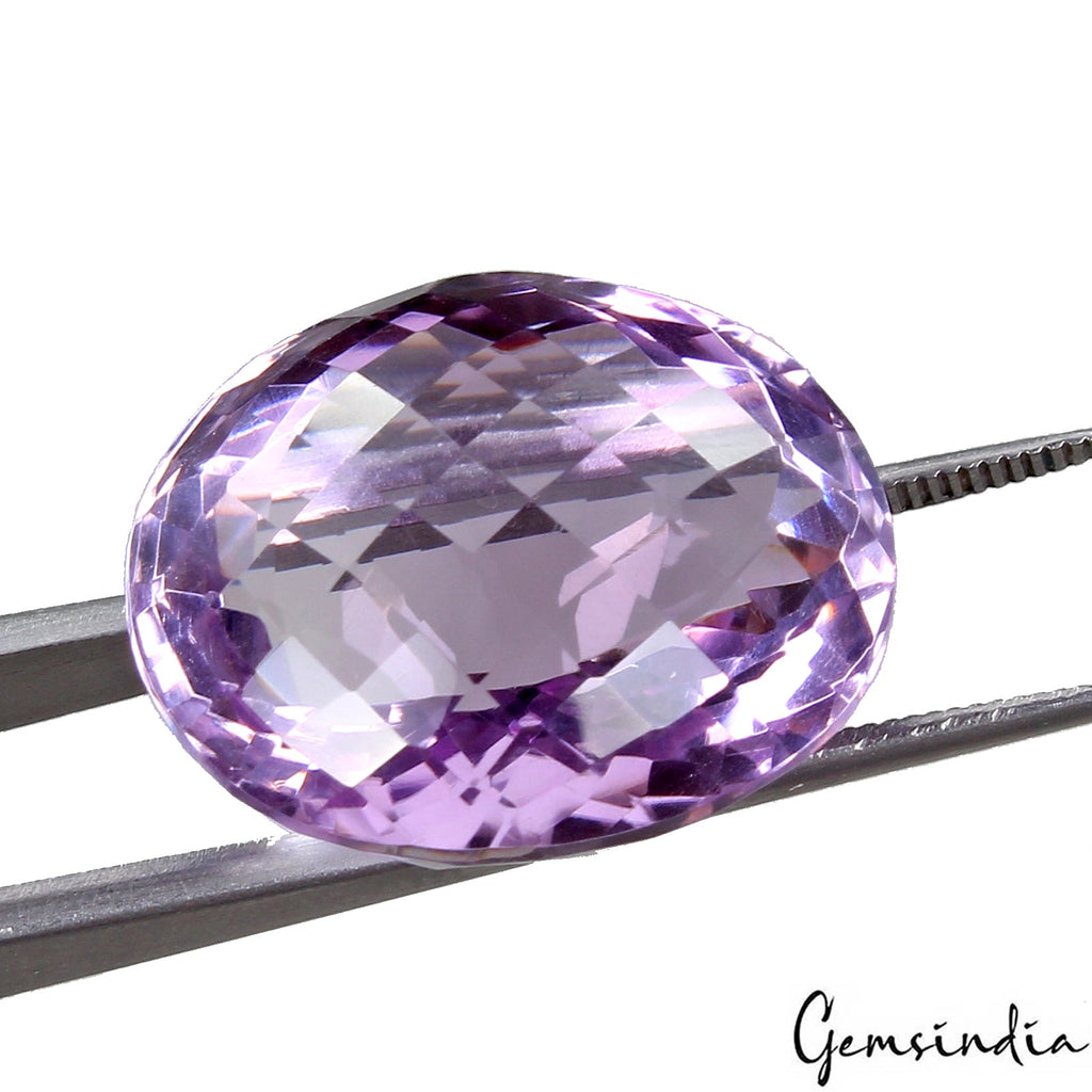 Huge 28.60 Cts. Natural Rich Purple Amethyst Oval Checker Cut Eye Clean Gemstone