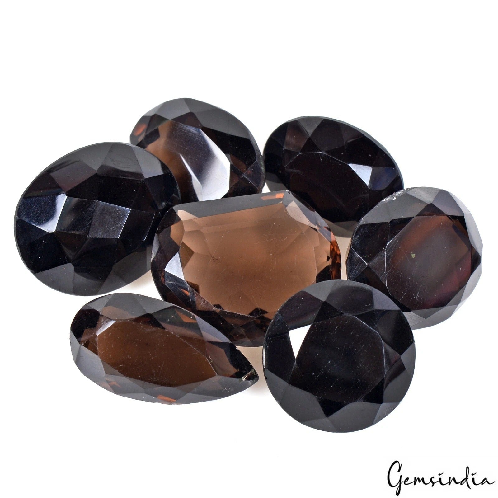 213.60 Ct Natural Untreated Brown Smoky Mix Faceted Loose Gemstone Lot 7 Pcs