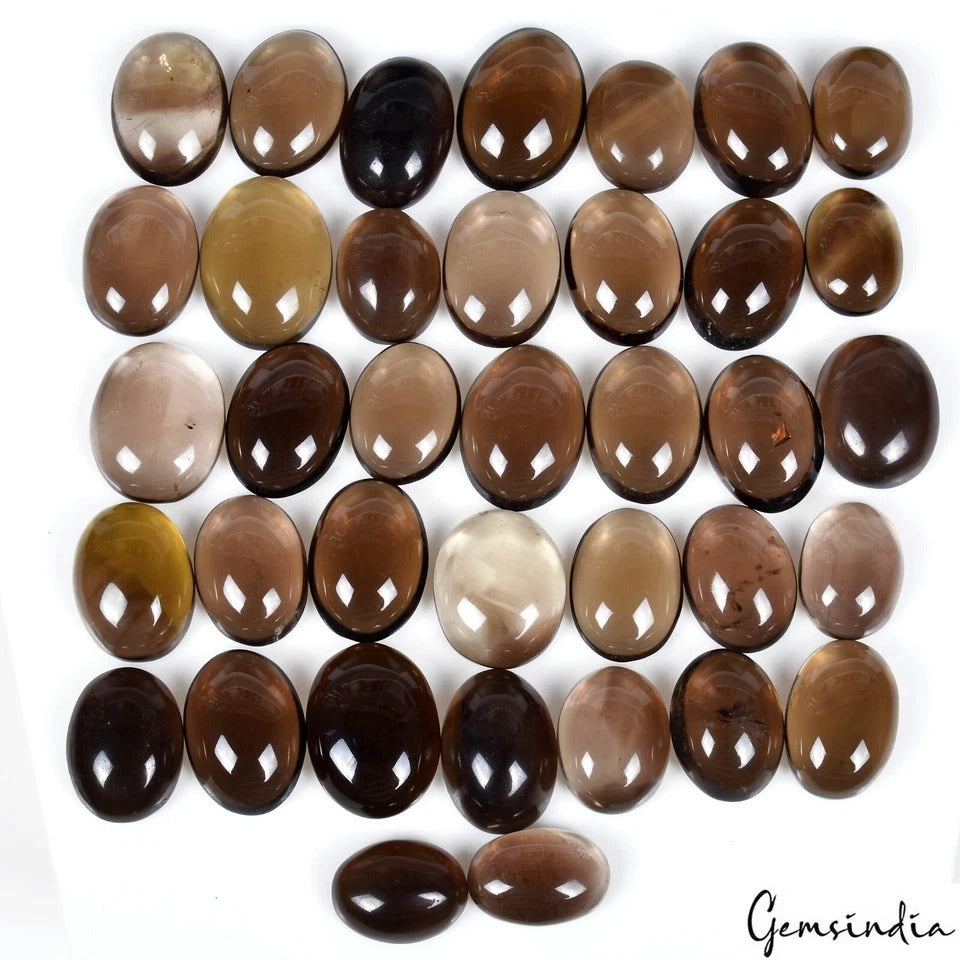 760 Ct/37Pc Natural Untreated Brown Smoky Quartz Oval Cab Loose Gems For Jewelry
