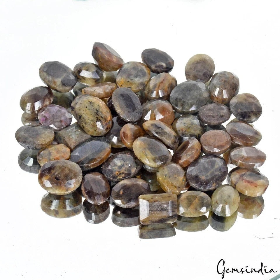 460 Cts/43 Pcs Natural Untreated Brown Black Sapphire Mixed Cut Gems For Jewelry